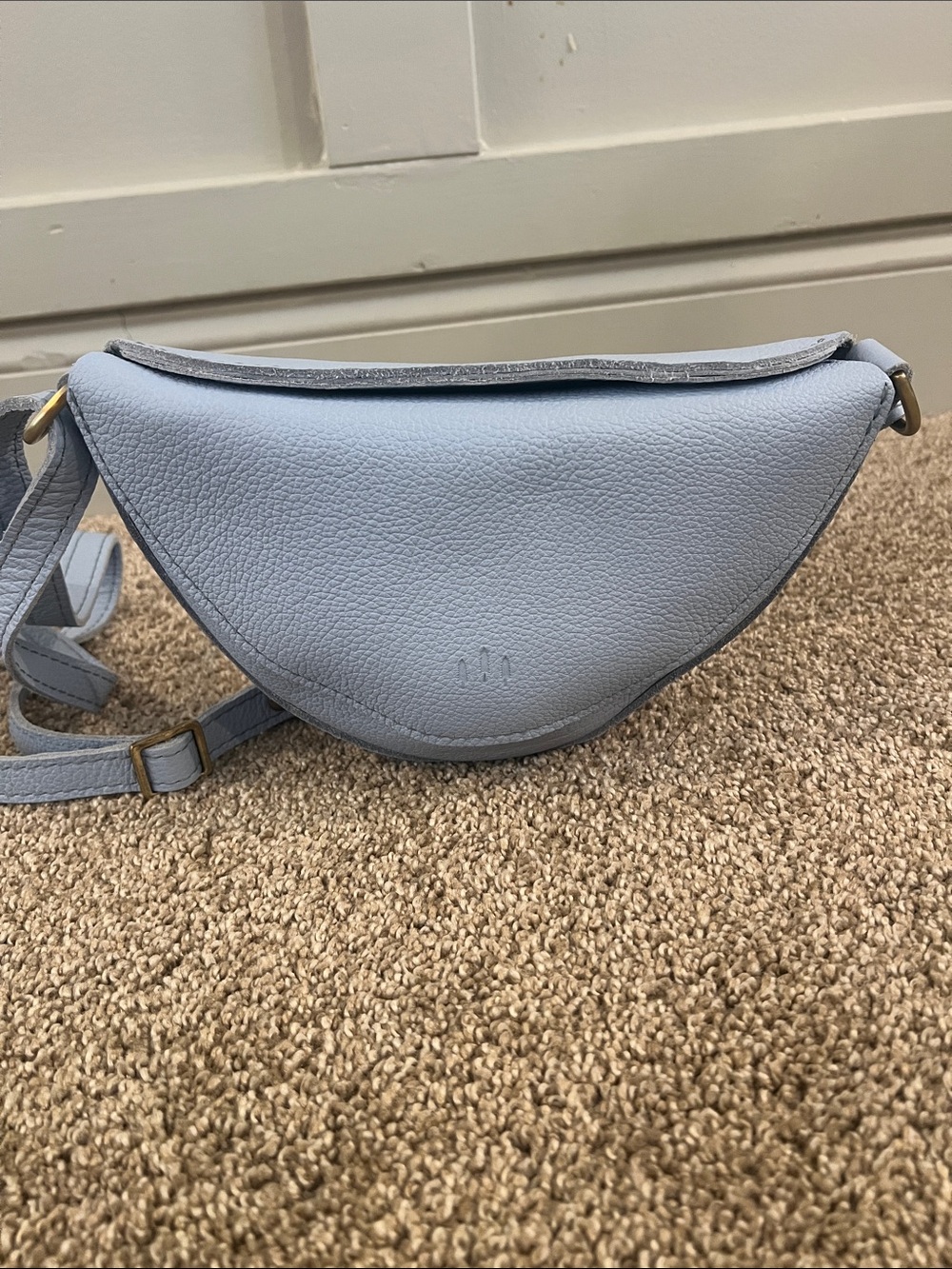 Portland Leather Light Blue Women's Crossbody Saddle Bag - Picture 3 of 8